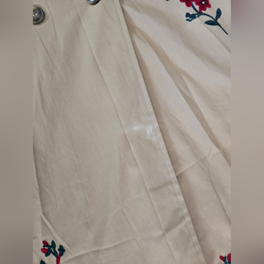 En Saison Tan Trench Coat with Red Floral Embroidery - Picture 5 of 8